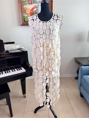 Elegant Cream Crochet Overlay Dress - Unbranded